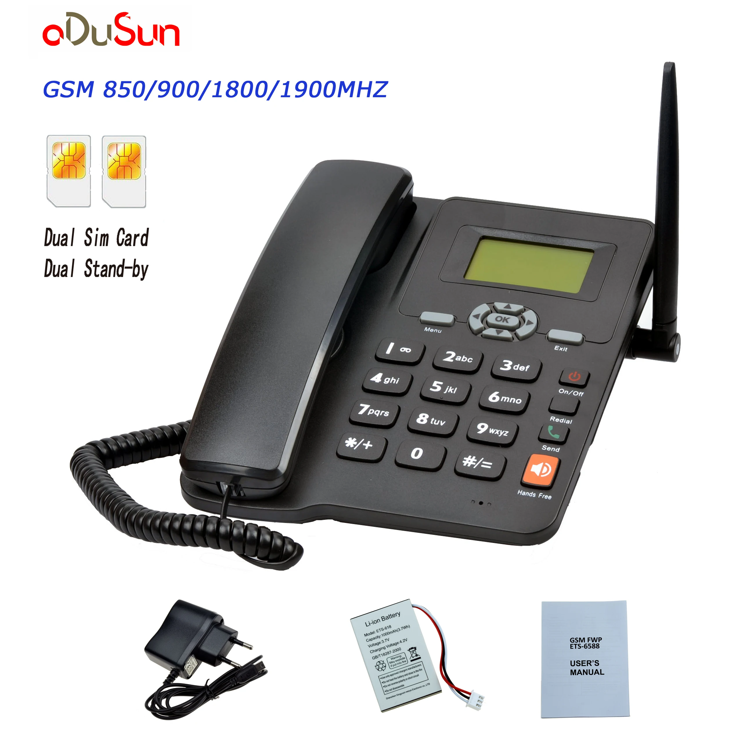 GSM Fixed Wireless Phone Dual SIM Card with Antenna For Office Home Remote Area Use