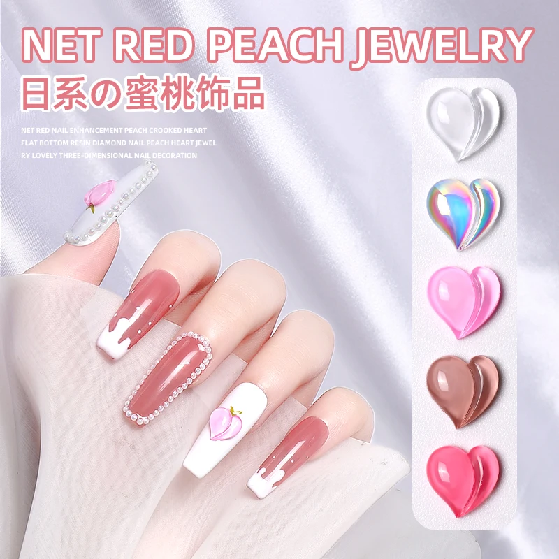 

10PCS Nail Art Peach Heart Rhinstone Candy Color Stones Flat Bottom Drill Aurora Symphony DIY Decoration Manicure Tips Accessory