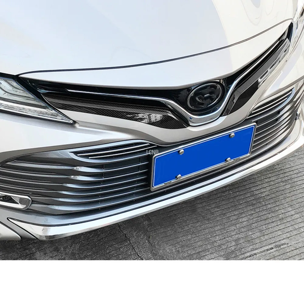 2PCS/set Chrome Plated ABS Trim Strip for Toyota Camry 2018 2019 XV70 8th Front Meshed Grille Accessories
