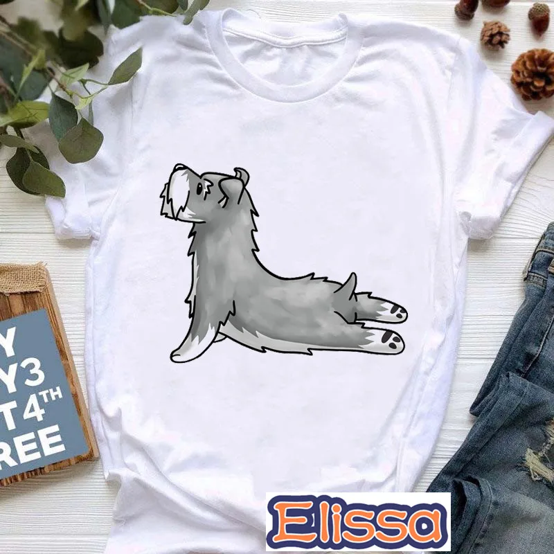 Camiseta casual de manga curta feminina, schnauzer, roubou meu coração, camiseta gráfica engraçada, blusa branca para senhoras, presente para meninas, amor de cachorro, verão