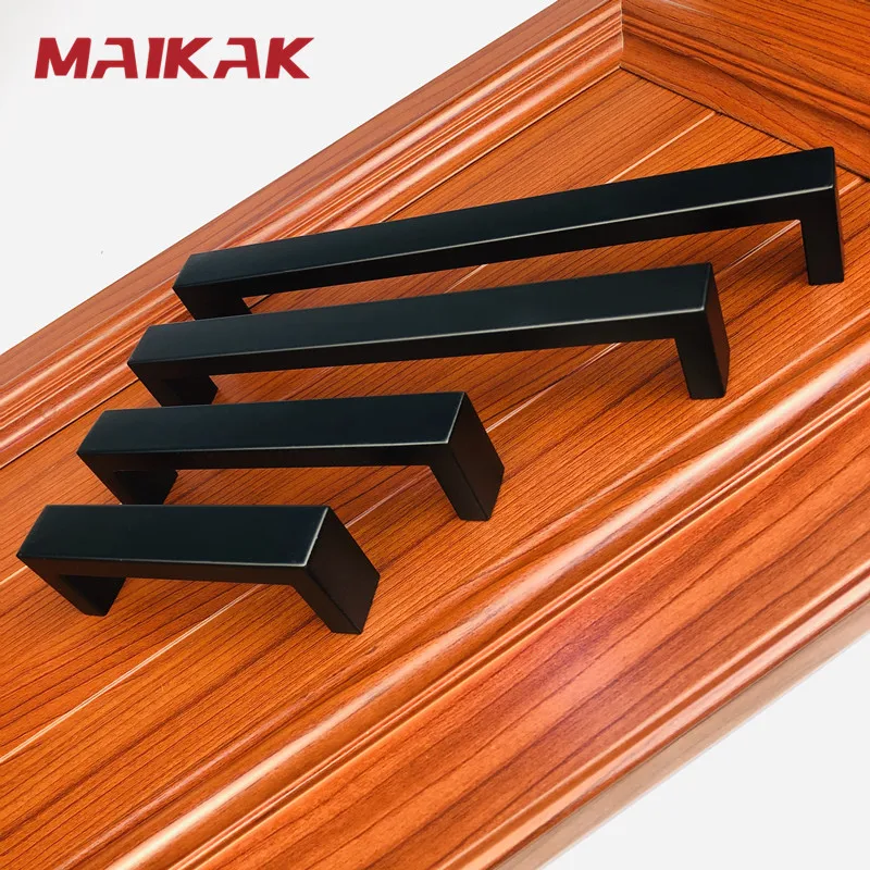 MAIKAK Minimalism Cabinet Handles and knobs Matte Black Kitchen Handles Long Wardrobe Cupboard Furniture Pulls Drawer Knobs