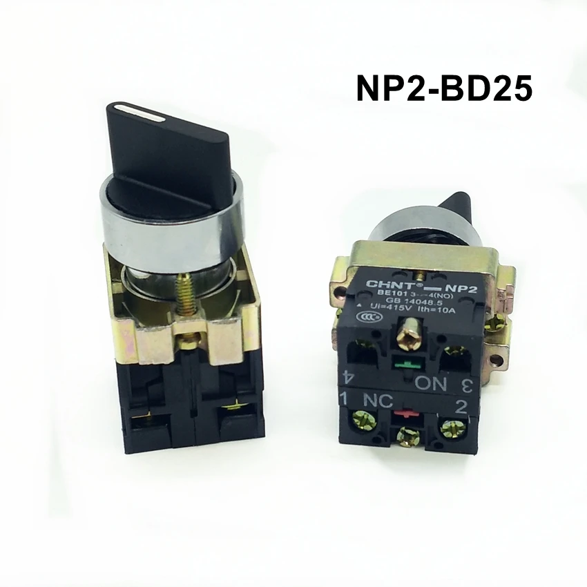 1pcs CHINT Pushbutton Switch NP2 series 2 positions Selector Switch NP2-BD21 1NO  NP2-BD22 1NC NP2-BD23 2NO NP2-BD25 1NO 1NC