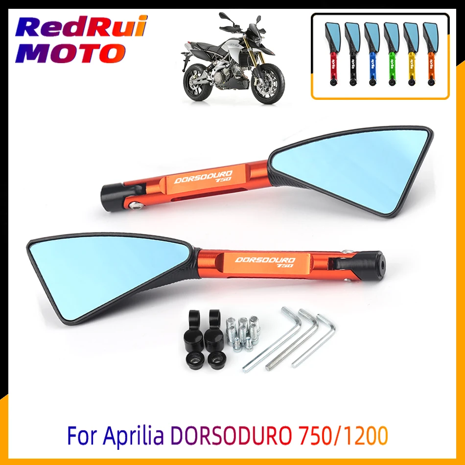 

For Aprilia DORSODURO1200 DORSODURO750 Universal CNC Aluminum Motorcycle Handlebar RearView Mirrors Blue Anti-glare Mirror