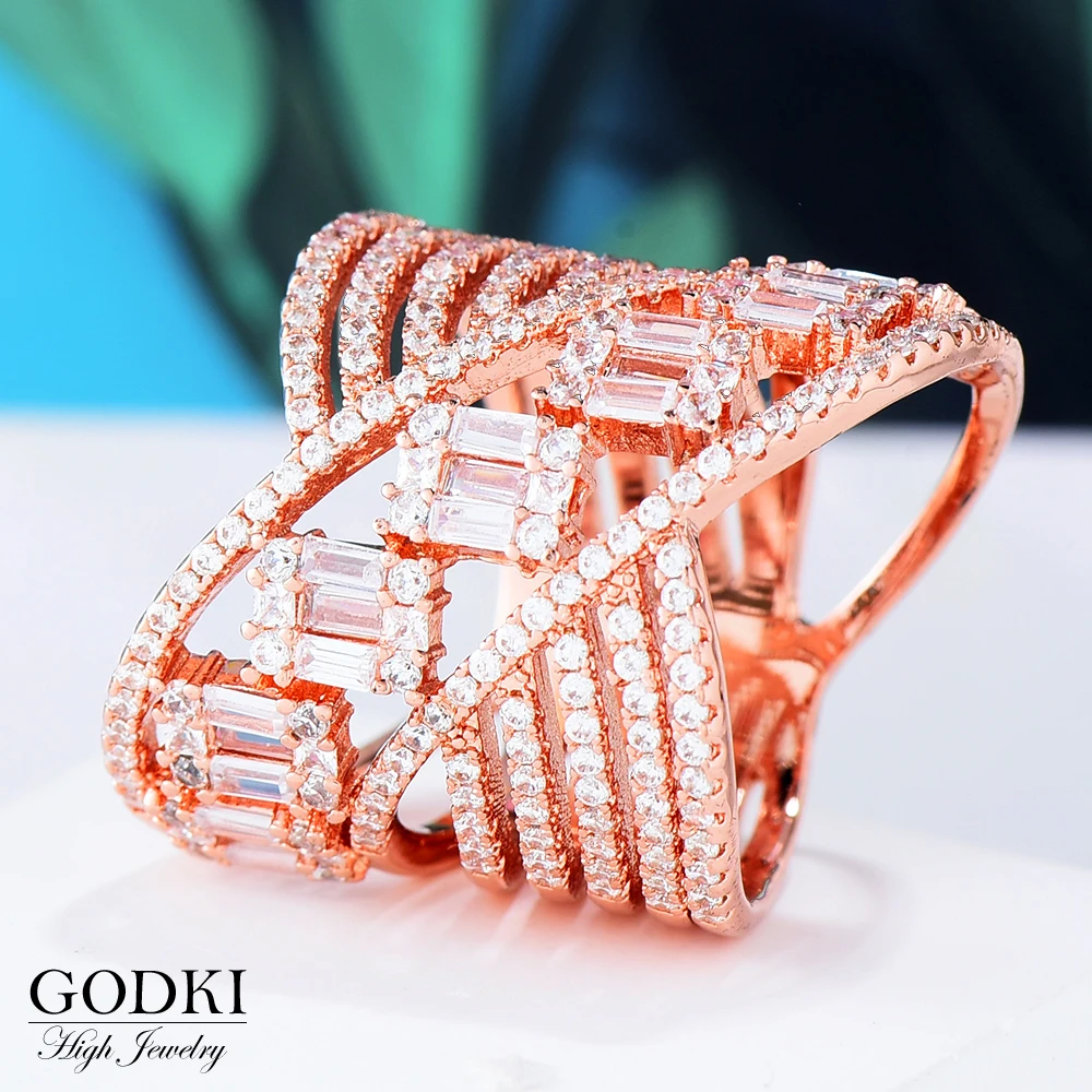 GODKI New Luxury Flower Shell Geometry Cubic Zironium Engagement Dubai Naija Bridal Finger Rings Jewelry Addiction