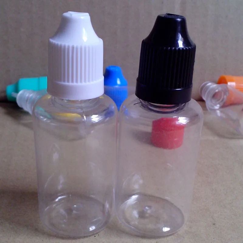 5pcs Clear PET Plastic Bottle Empty E Liquid Dropper Bottles 30ml Vial With Child Proof Cap