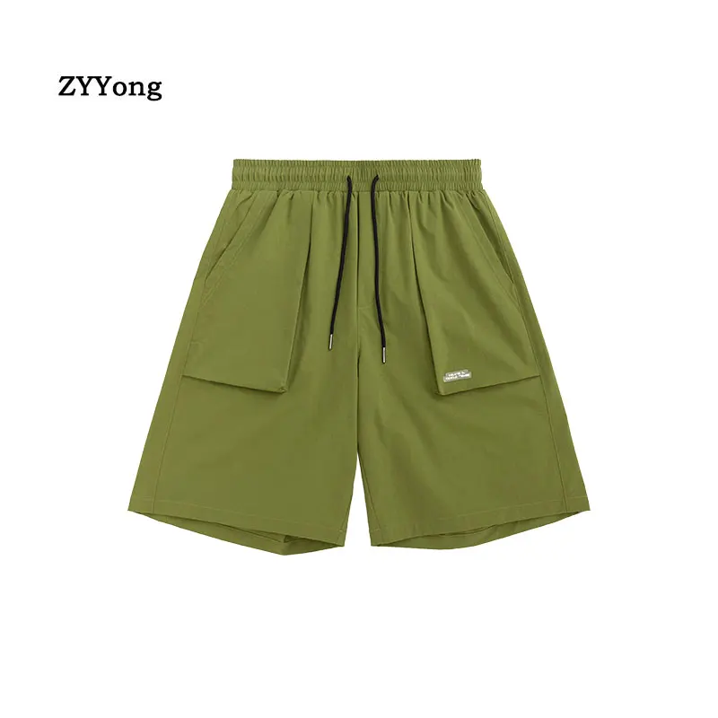 Summer Men Shorts Overalls Multi-Pocket Youth Lovers Fashion Streetwear Hip Hop Outdoor Motion Beach Thin Green Black Pants