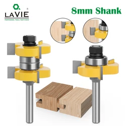 LAVIE-Conjunto de Bits de Router de Língua e Sulco, Fresadora Tenon para Madeira, Ferramentas para Madeira, Bit Stock, 8mm Shank, 1-1/2, 2Pcs