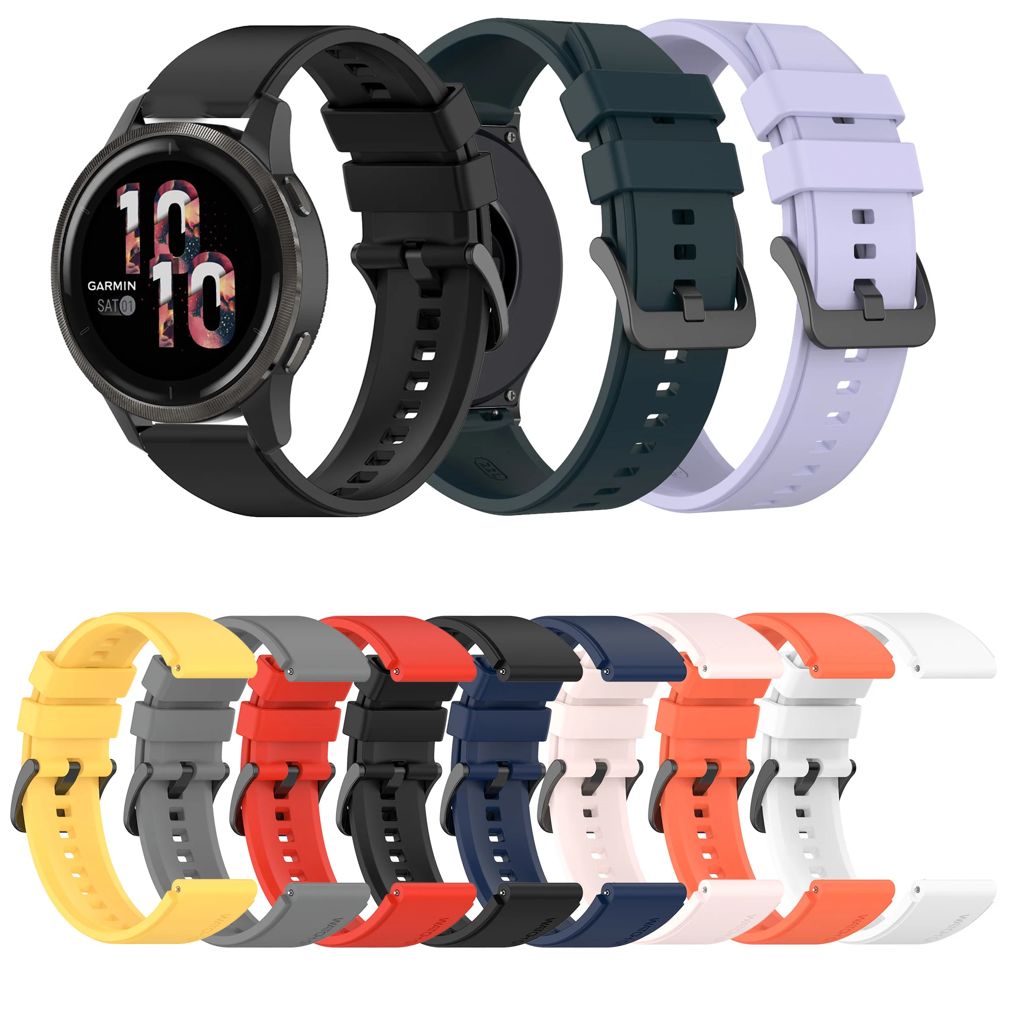 Correa de reloj de silicona para Garmin vivoactive4, repuesto de pulsera para reloj inteligente Venu2 de 45mm, colorida, 22mm