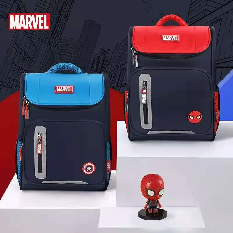 Genuine Disney New School Bags for Boys Primary Student Shoulder Orthopedic Backpack Spider Man Captain America Mochila Escolare