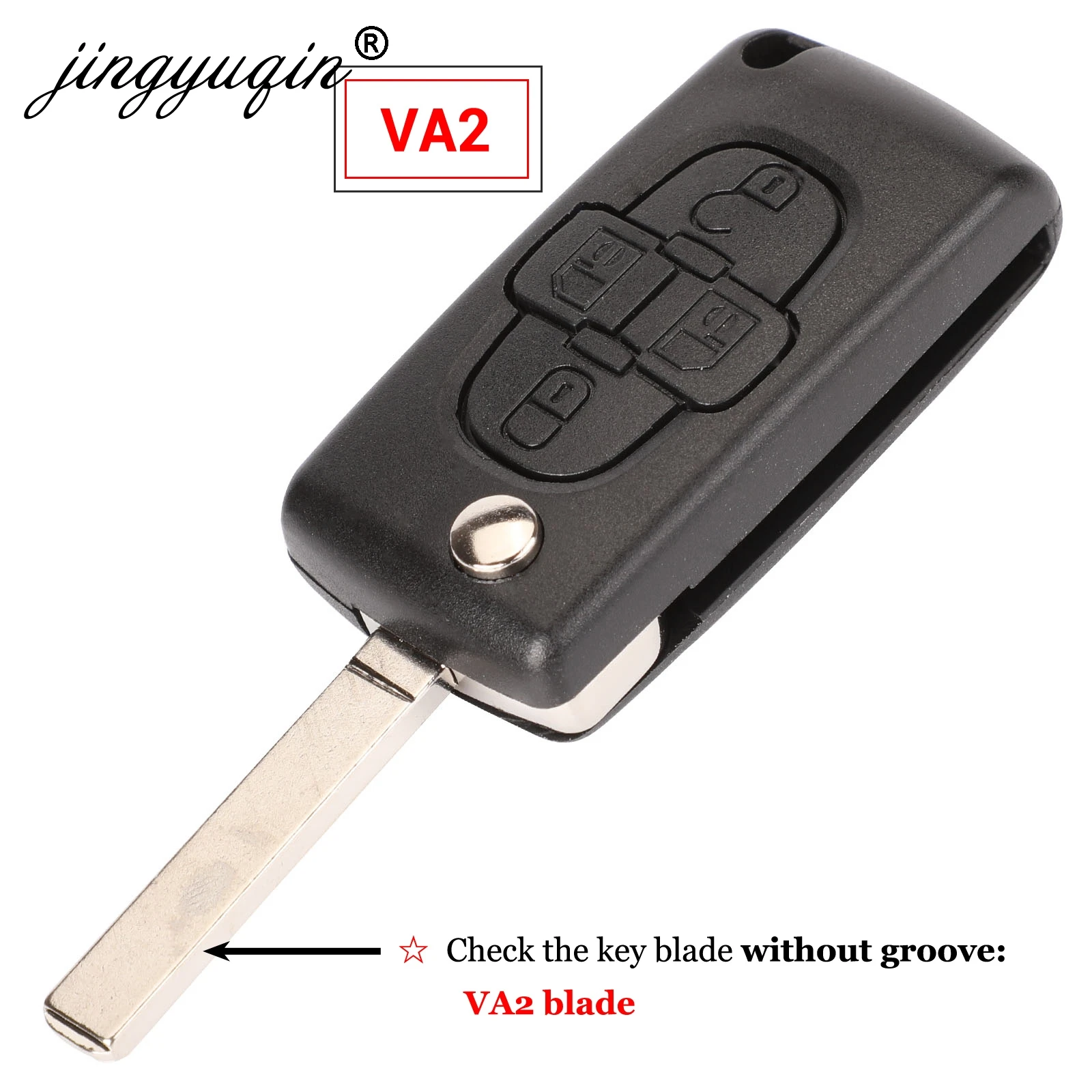 jingyuqin ASK/FSK 433Mhz 4 Buttons Flip Floding Remote Key Fob Control For Peugeot 1007 For Citroen C8 VA2/HU82 Blade CE0523