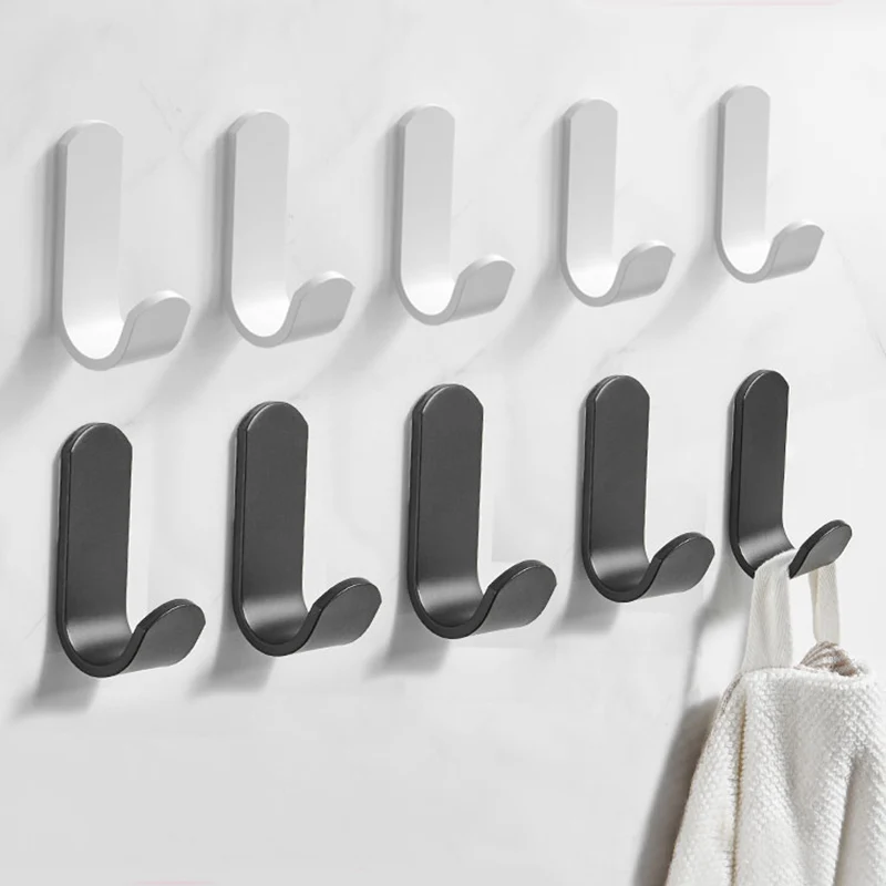 3-20 pcs Stainless Steel Bathroom Towel Robe Hook Self Adhesive Kitchen Door Wall Coat Clothes Gadget Hanger Hooks Black White