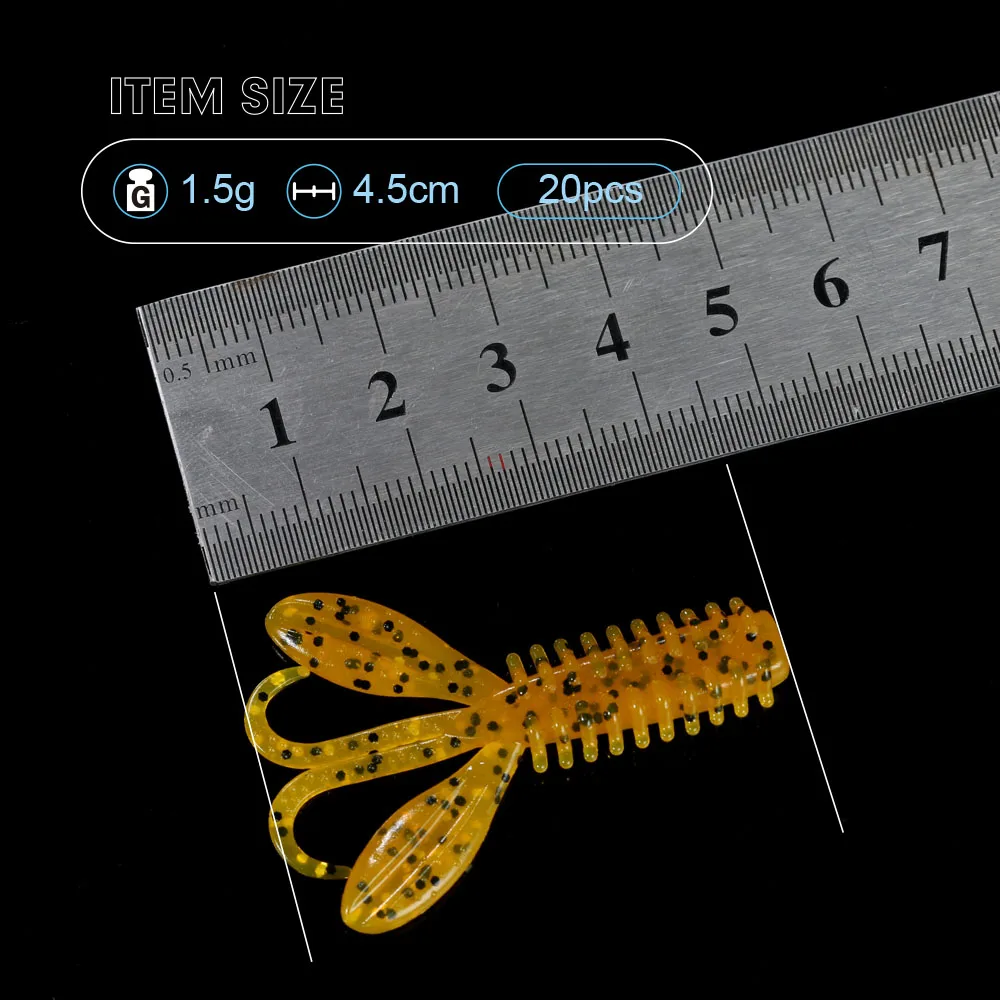 Softbait Wobblers Fishing Worm 4.5cm 1.5g 20pcs/jar Soft Silicon Shrimp Lure Jig Wobbler Bass Bait Fishing Artificial