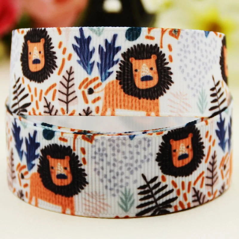 

22mm 25mm 38mm 75mm Lion Cartoon pattern printed Grosgrain Ribbon party decoration 10 Yards X-04082
