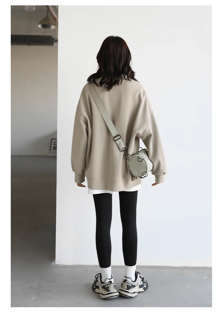 CHIC VEN Korean Women's Sweatshirts Solid Plush Thick Warm Loose Casual Female Tops Office Lady Coats Jacket Autumn Winter 2026