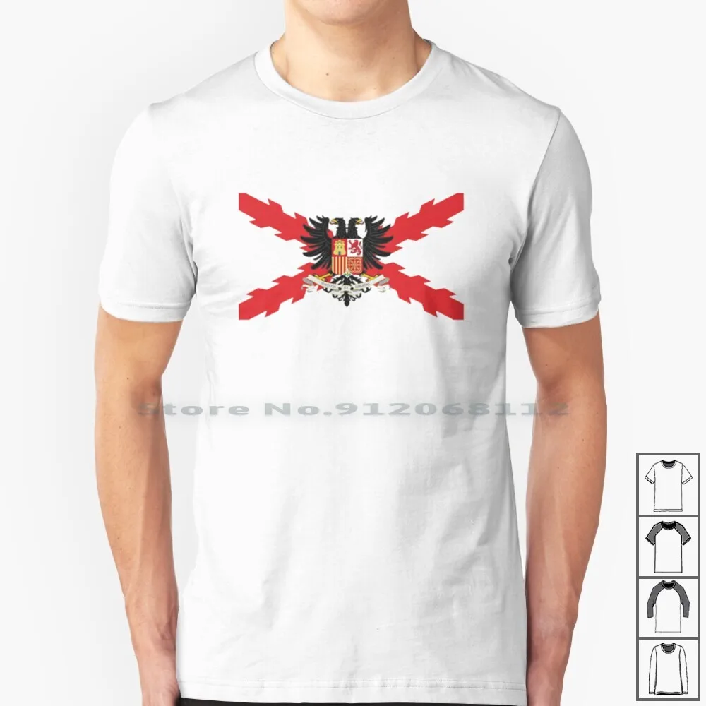 Spain Imperial Shield T Shirt 100% Cotton Spain Shield Empire Imperial Bicephaly Two Headed Eagle Spanish Thirds Flag San Juan