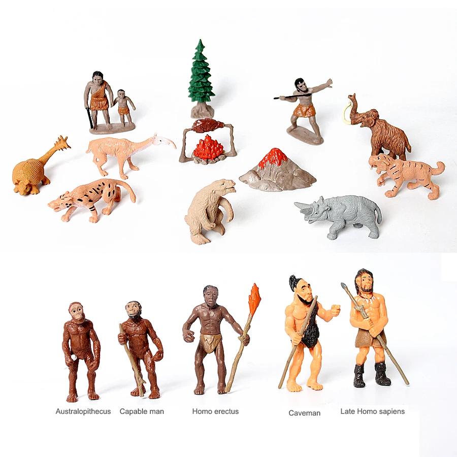 Simulation Human Evolution of Man,Primitive Human Prehistoric Life and Animal Models Historical Educational Figurine Toys