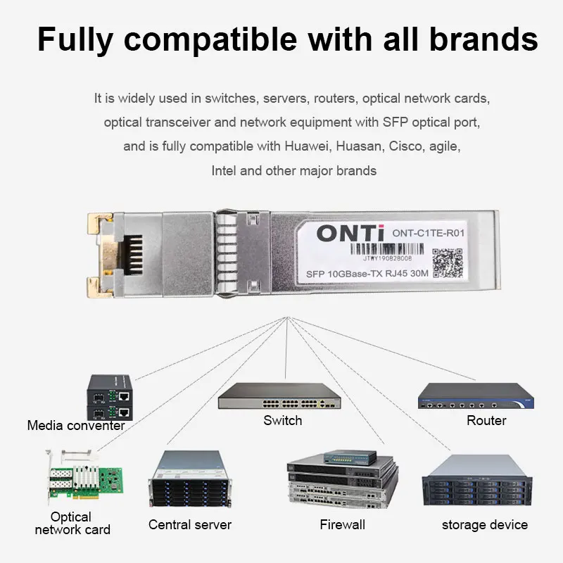 Imagem -05 - Fibra Óptica Ethernet Onti-copper Módulo Sfp Plus 10gbase-tx Ftth Compatível com Cisco Interruptor Mikrotik 30m 80m 10g Rj45