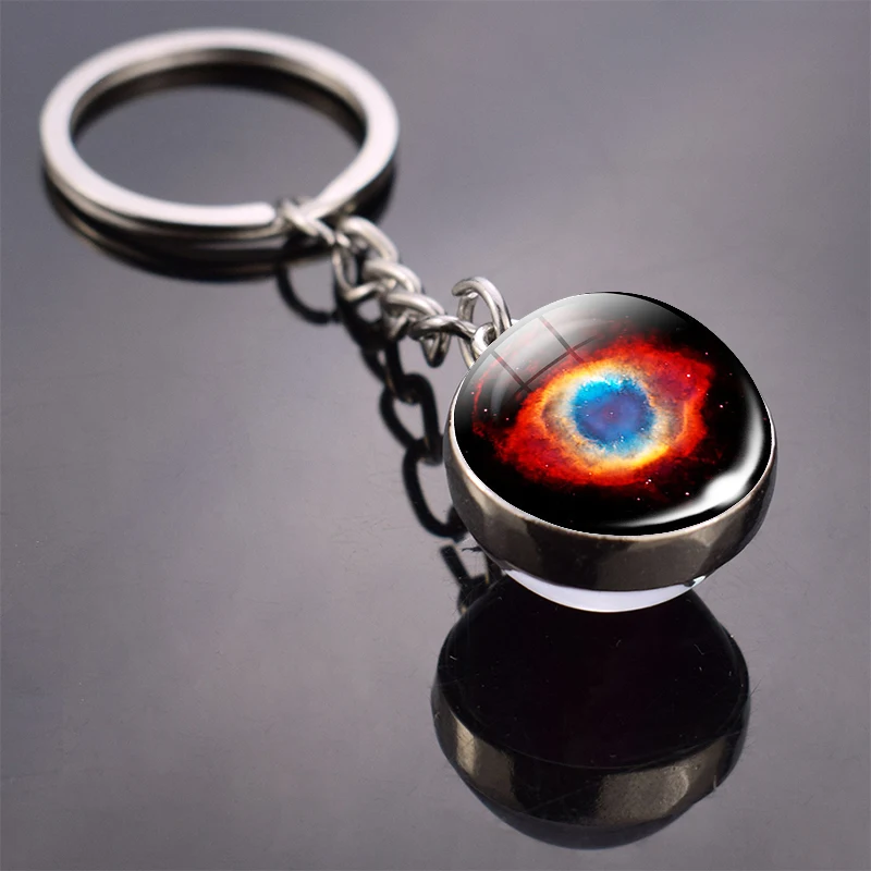Helix Nebula Planet Keychain The Andromeda Galaxy Art Picture Glass Ball Pendent Keychain Star Keyring Astronomy Gift
