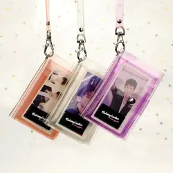 New Transparent ID Card Holder PVC Folding Short Wallet Ins Korean Fashion Women Girl Glitter Cut Cards Purse 2022