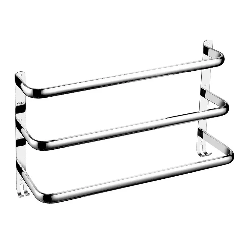 High Quality Bathroom Hardware Towel Rack Stainless Steel Towel Bar Wall Mounted Holder Single Bar Double Bar Three Bar Hanger