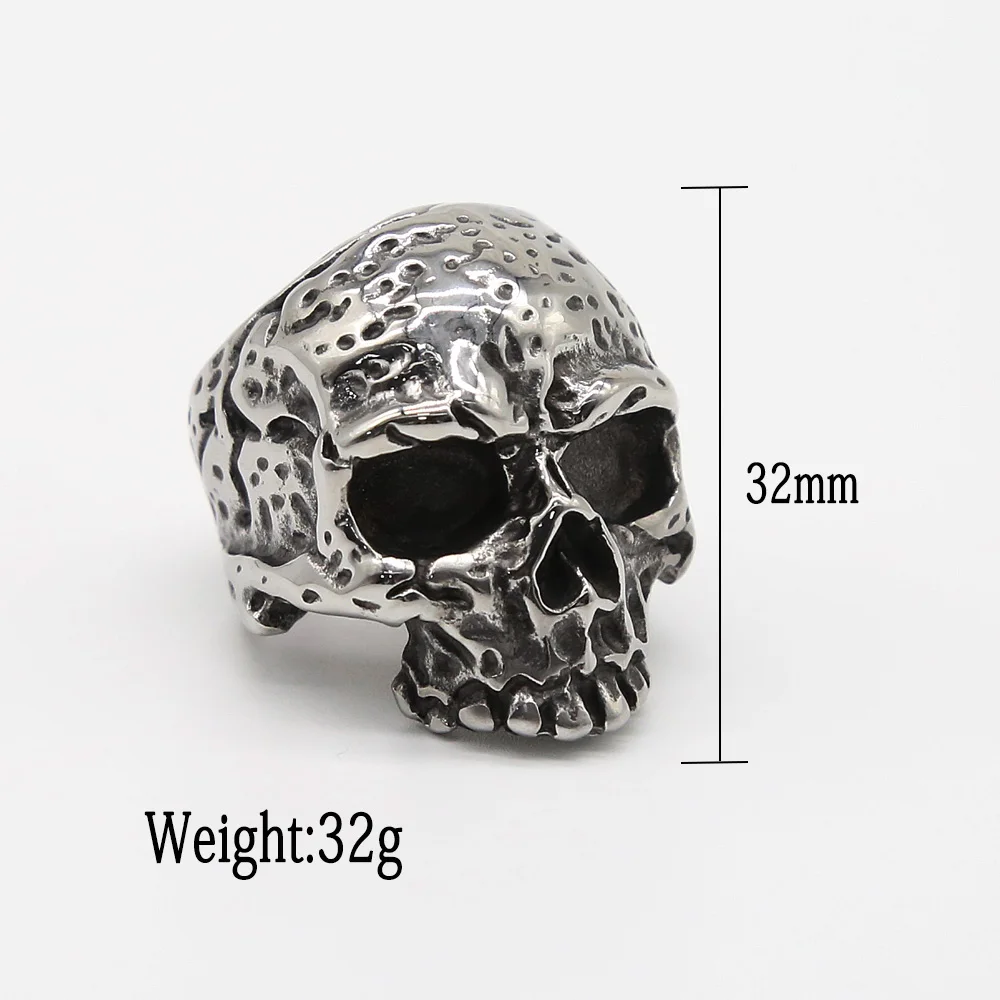 Gothic 316L Stainless Steel Skull Ring Jewelry Punk Retro Skull Biker Ring For Men Dropshipping Store view 6