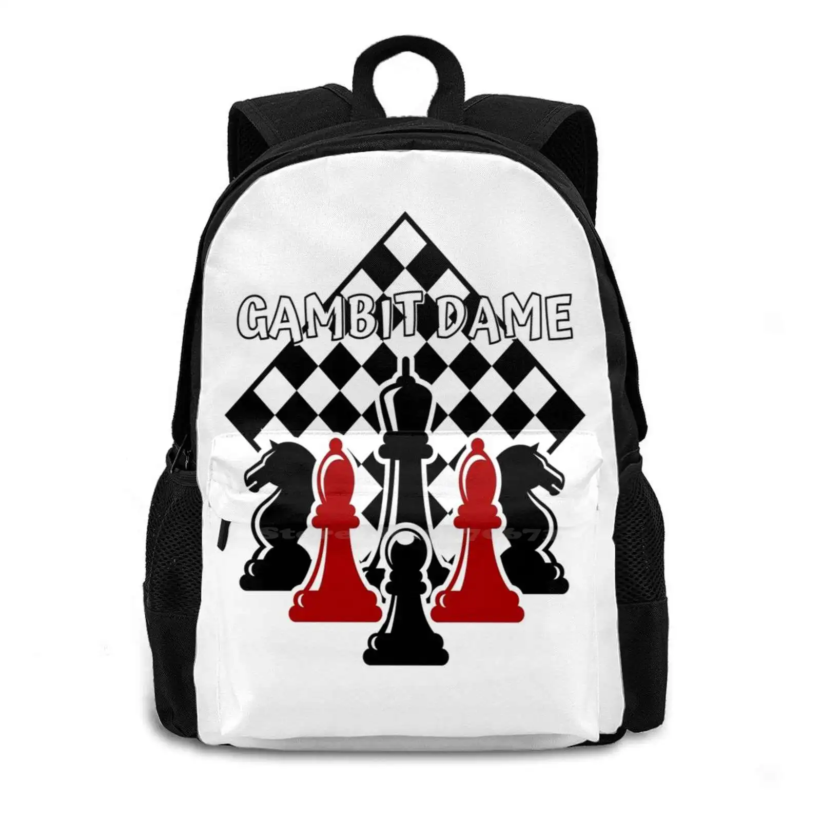 Gambit Lady The Chess T-Shirt Rucksack Knapsack Storage Bag Backpack The Game Lady Game Failure Checkmate Chessboard Strategy