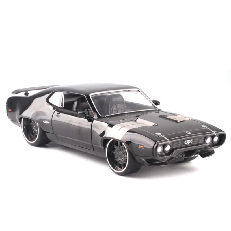 1:24 Scale Metal Alloy 1972 DOM\'S PLYMOUTH GTX Fast Racing Car Model Diecast Vehicles Toy F Children Boys Kid Collection Display