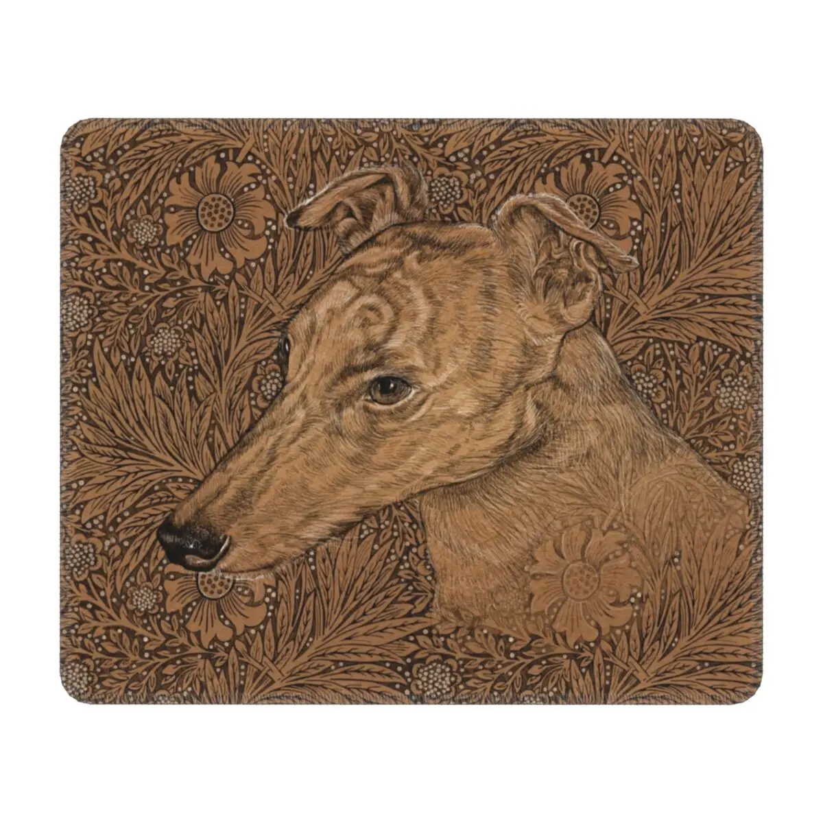 Greyhound On William Morris Marigolds Mouse Pad Square Anti-Slip Rubber Mousepad Gaming Computer Whippet Hound Dog Mouse Mat