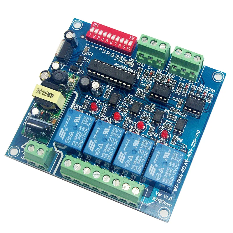 

Высоковольтный 3-канальный 4-канальный декодер DMX512, 220 В переменного тока, реле светодиодный RGB RGBW контроллера XRL RJ45, релейный переключатель для светильник