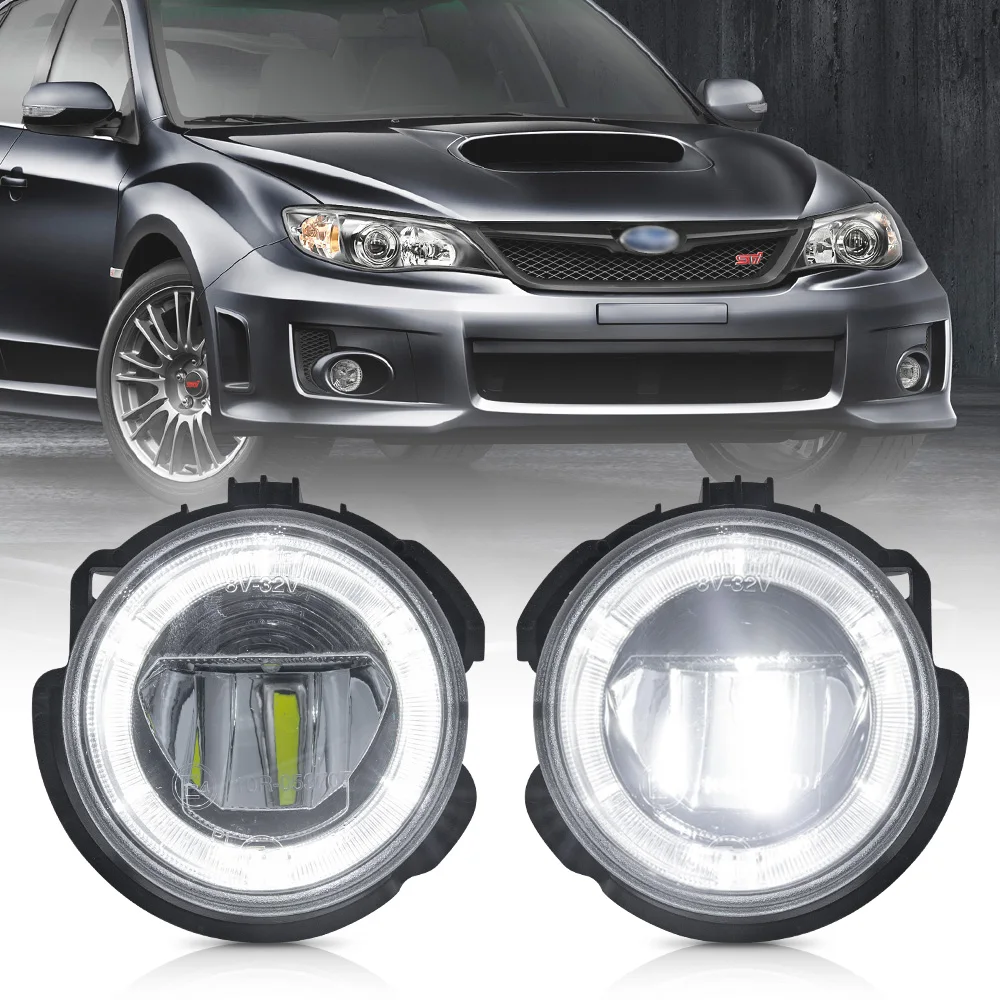 White LED Daytime Running Fog Light for 2008-2010 Subaru Impreza WRX STI 2009 2010-2013 Forester Halo Ring DRL Driving Lamps