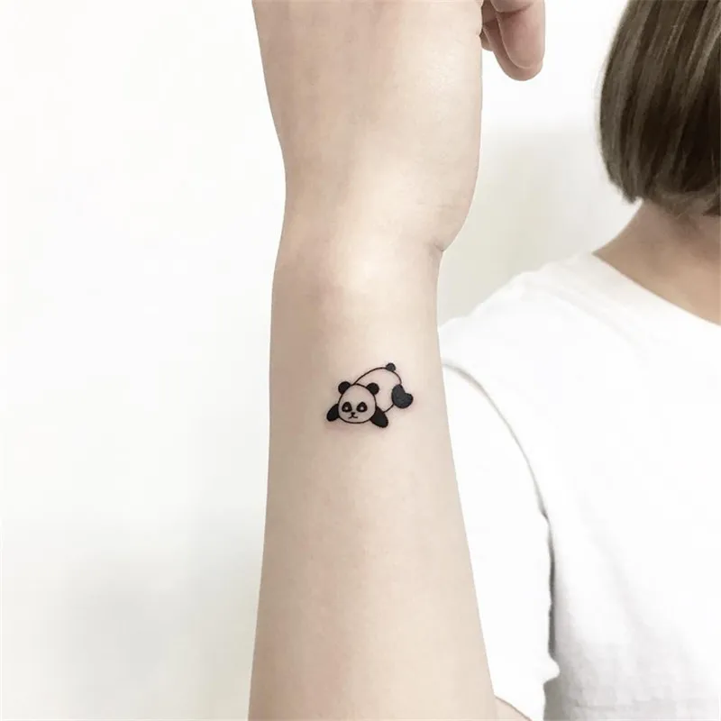 10PCS Panda Waterproof Temporary Tattoos Dark Cute Little Panda Tattoos Wrist Ankle Finger Body Art Fake Tattoo Sticker For Men