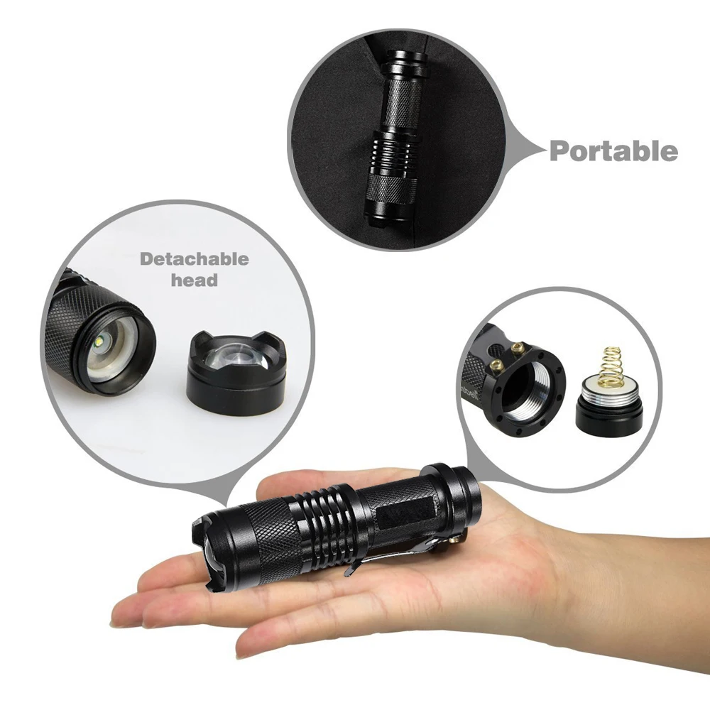 1/3/5/10PCS L2 LED Flashlight 8000LM EDC Mini Torch Adjustable Focus Zoom Flash Light Lamp Portable 18650 Battery Flashlights