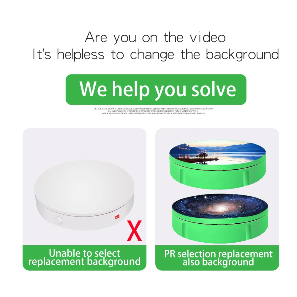 360 Rotating Display Stand Green Screen Photography Turntable Adjustable Speed 30cm With Remote Control