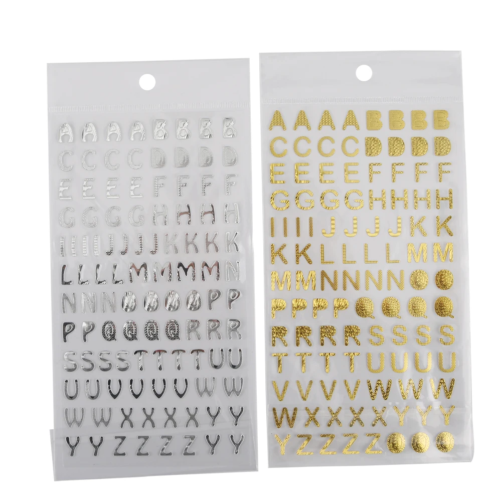 Flashing Bronzing Decorative Stickers Alphabet Character Numeral Style Small Sticker Photo Album Hand Account Decoration 6 Sheet