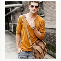 2025 Fashion Vintage Leather Canvas Women's Men's Messenger Bag Cotton Canvas Crossbody Bag Men Shoulder Bag Sling Casual Bag 5