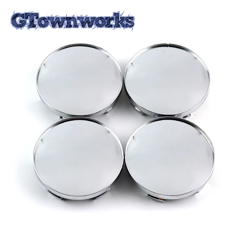 4 pcs 60mm(2.36in) Chrome Silver Wheel Center Cap For Car Rim ABS Plastic Hubcap Dust Cover with Steel Ring Interior Accessories