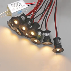 Foco LED empotrable pequeño para el hogar, bombilla con controlador, 1W, 12V, para techo, escaleras, pasarelas, decoración de armario, 10 unidades