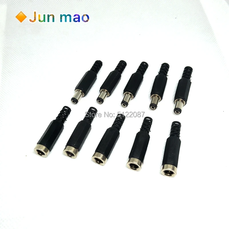 10pcs DC Power Jack Plugs Male / Female Socket Adapter Connectors 2.1mm x 5.5mm For DIY Projects Disassembly Female Male Plug