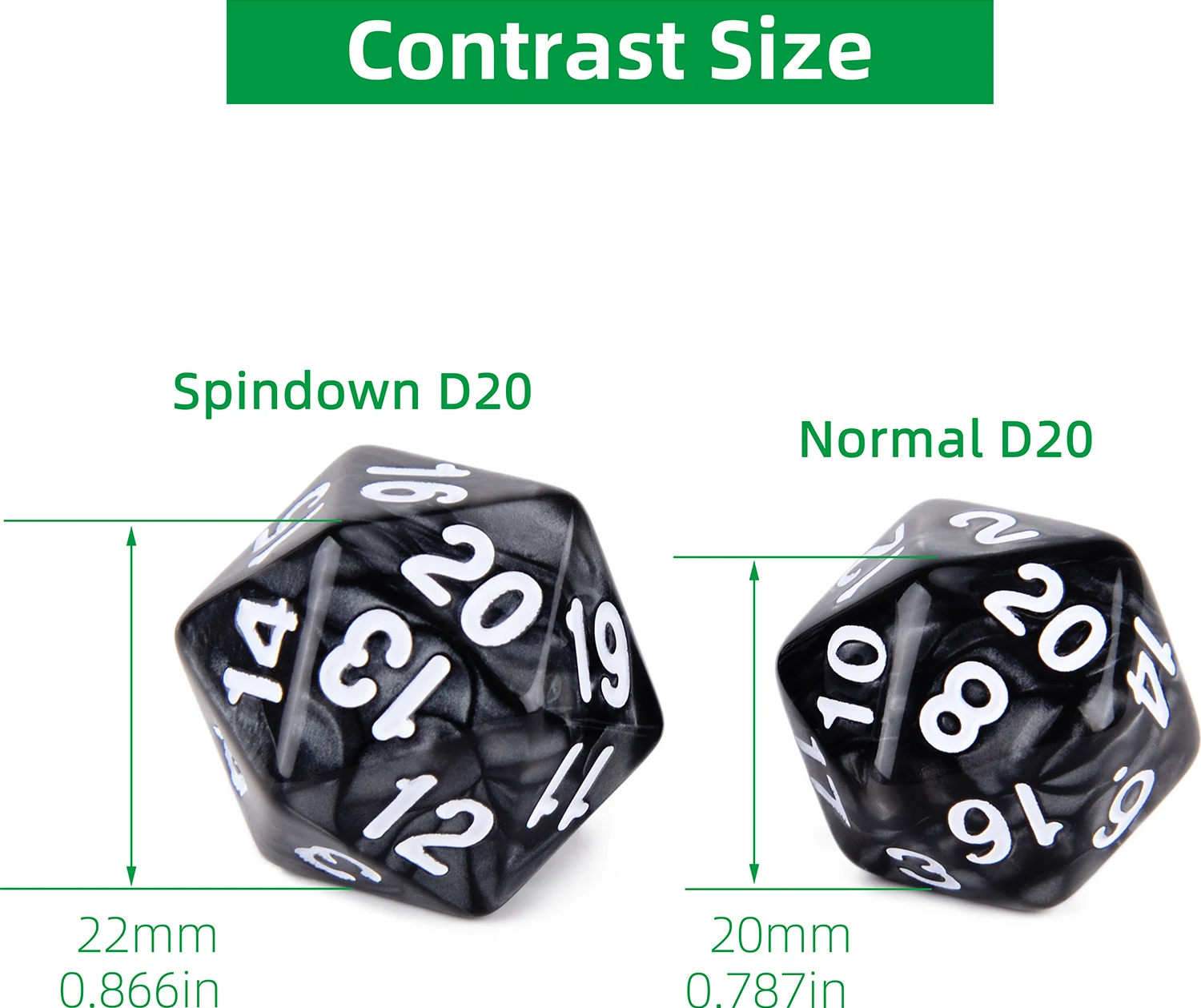 10 Pieces D20 Pearl Swirl Spindown Dice Life Counter Random Colors for TRPG