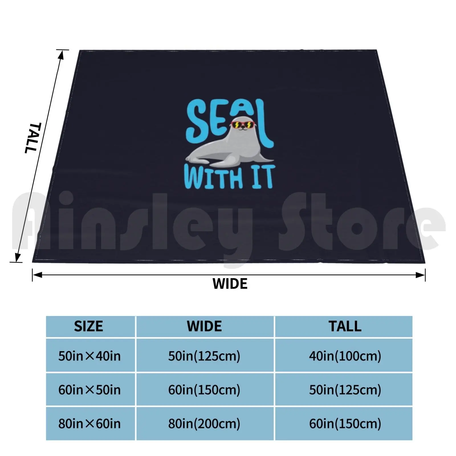 Seal With It Seals Sea Life Blanket For Sofa Bed Travel Funny Ocean Humor Sea Life Seal Animal Seals