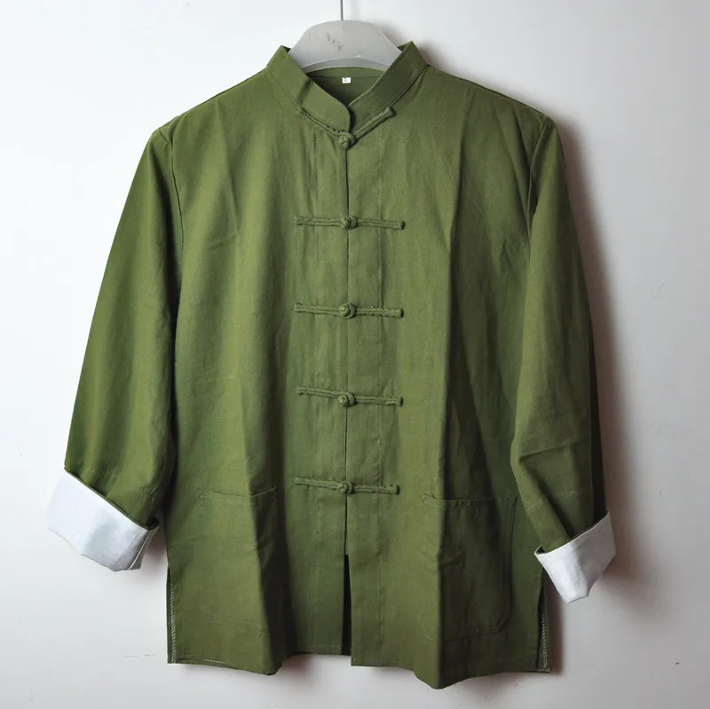 

Mens Stand Collar Chinese Style Cotton Linen Shirts Men Multicolor Boys Mandarin Collar Shirts Male Green Martial Arts Uniform