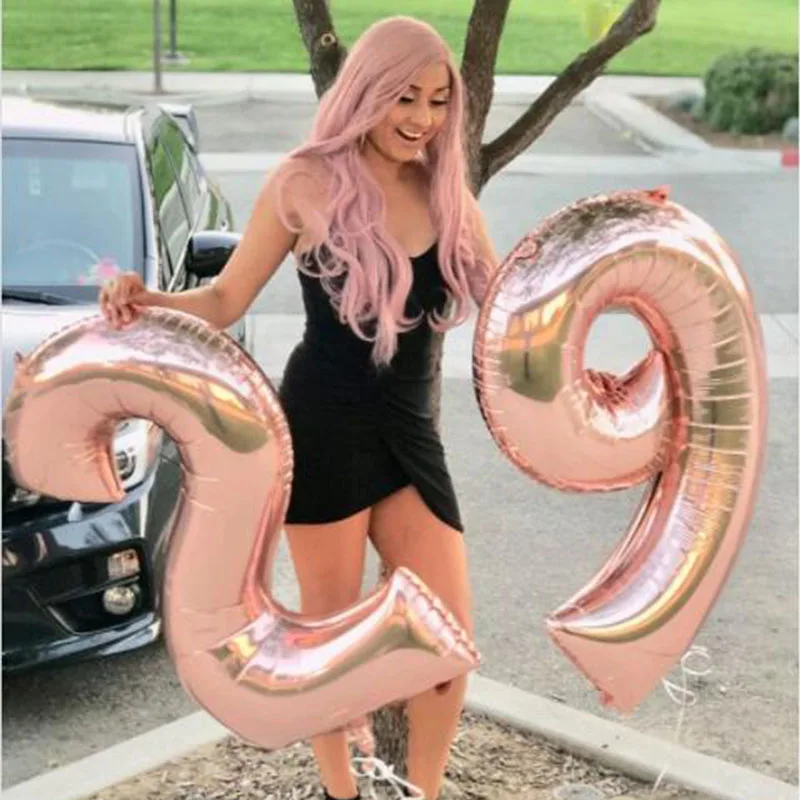 40Inch Big Size Rose Gold Number Balloon Birthday Wedding Party Decorations Foil Balloons Kid Toys Baby Shower Digital Ball