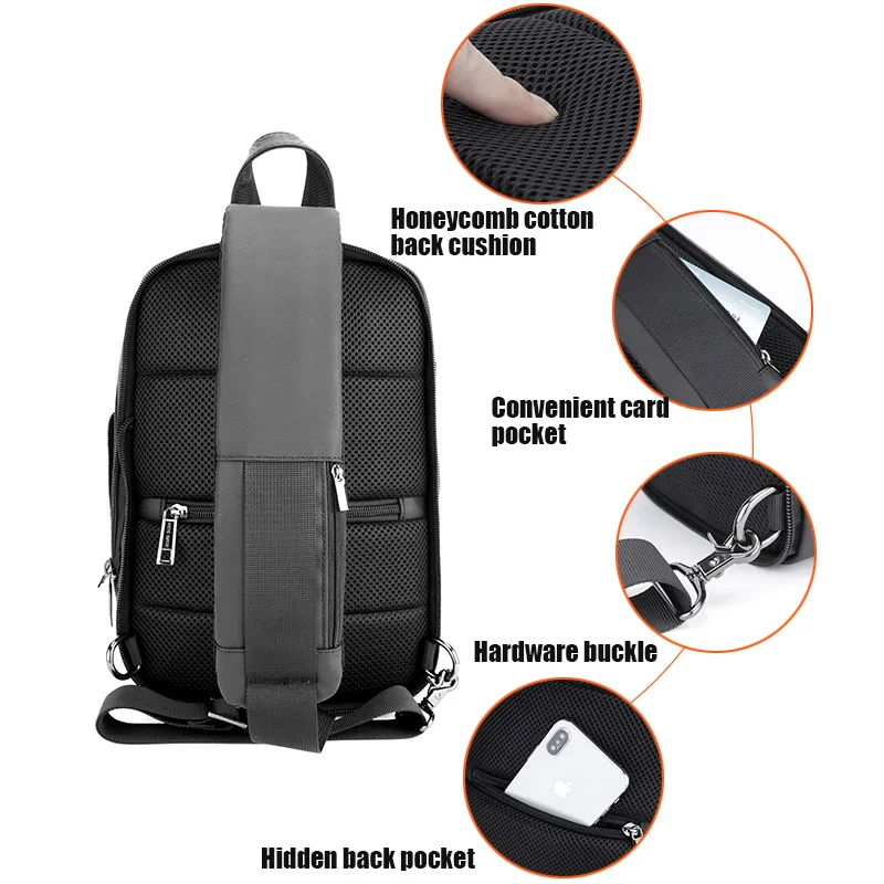 Imagem -05 - Anti-roubo à Prova Impermeável Água Bolsa de Peito Masculino Lazer Mensageiro Bolsa de Ombro para Adolescentes Viagem Crossbody Expansão Peito Bolsa