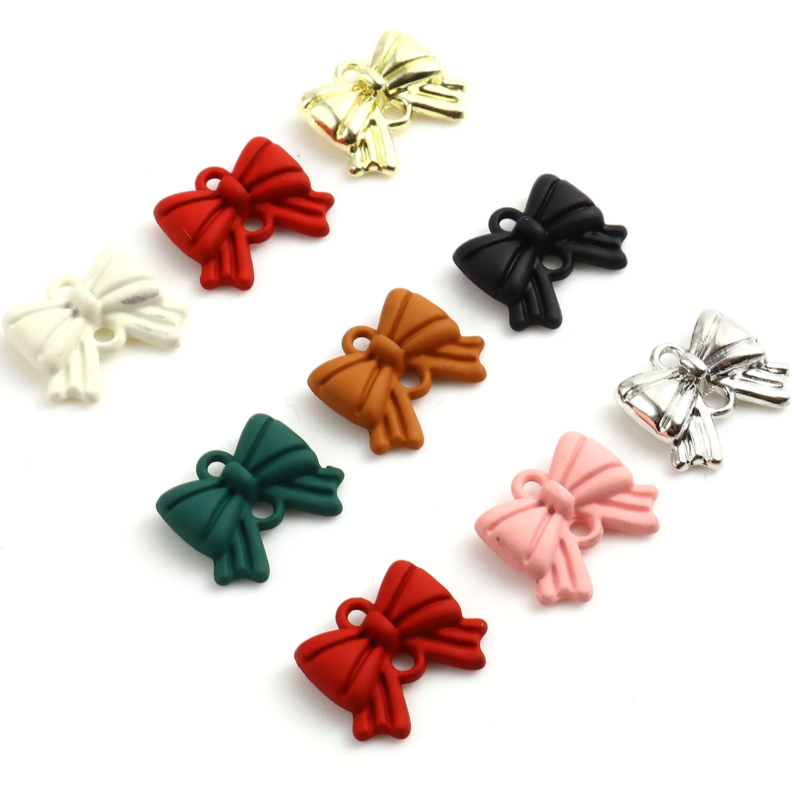 Fashion 10 PCs Cute Charms Pendant For Jewelry Making Colorful Bowknot Charms Pendant Necklace DIY Findings 16x13mm