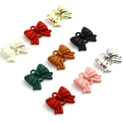 Fashion 10 PCs Cute Charms Pendant For Jewelry Making Colorful Bowknot Charms Pendant Necklace DIY Findings 16x13mm