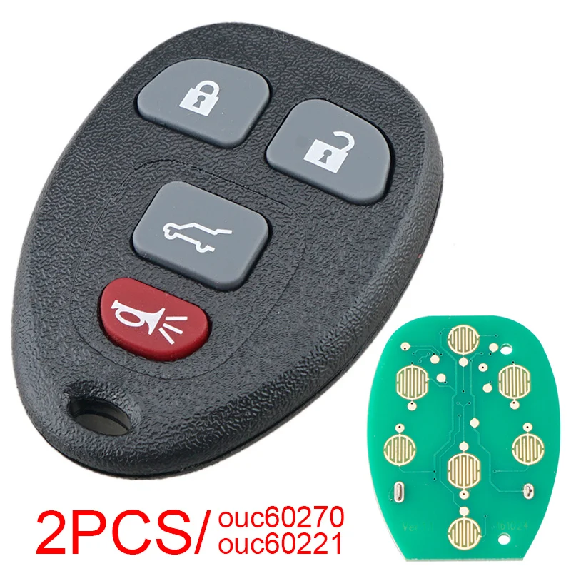 

2pcs 315Mhz 3+1 Buttons Remote Car Key Fob C60270 OUC60221 Keyless Entry for Chevy Silverado Traverse Avalanche Equinox Express