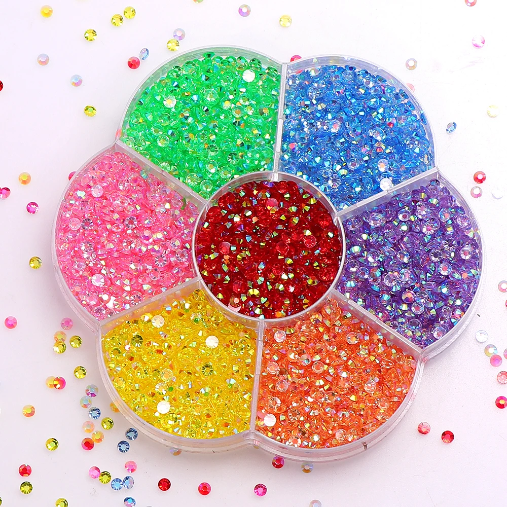 500-1000pcs Transparent AB Rhinestone Non Hotfix Resin Flatback Rhinestones For DIY Nail Art Jewelry Garment Decorations Glue On