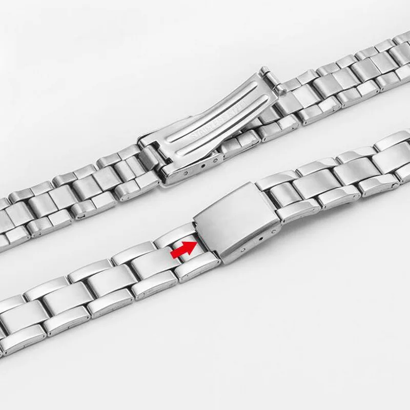 10mm 12mm 14mm 16mm 18mm Stainless Steel Watch Band Strap Bracelet Watchband Butterfly Clasps Silver Buckle For Women Men