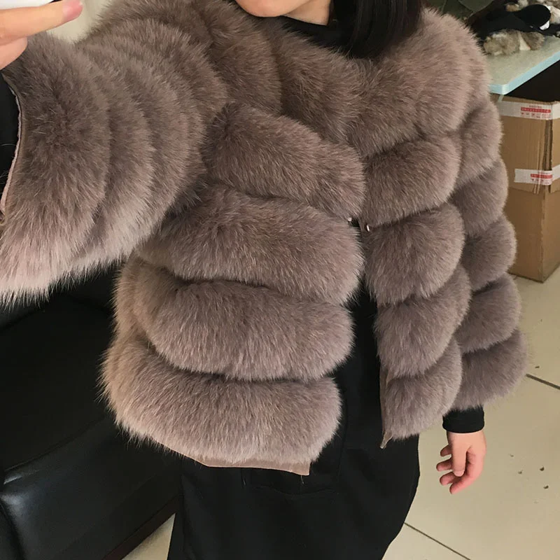 

MENINA BONITA 2022 New 50CM Natural Real Fox Fur CoatWomen Winter Natural Fur Jacket Fashion Silm Outwear Real Fox Fur Coat Fox