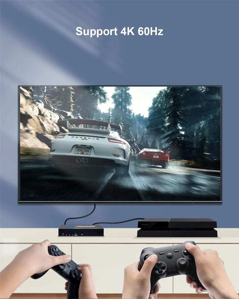2026 Best 4K HDMI Switch 2.0 Support RGB 4:4:4 HDR HDMI Switch 4K 60Hz HDMI 2.0 Switch Remote IR UHD 4 Port HDMI Switch Switcher
